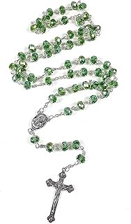 Rosary - Catholic Prayer Crystal Beads &Crucifix,6mm Beads (Green)