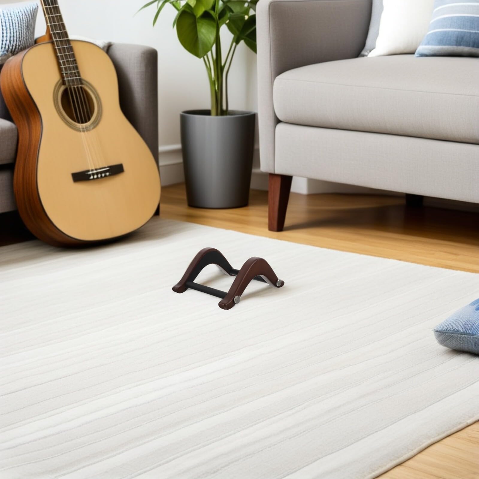 Mikikit Supporto per Chitarra in Legno da Pavimento Compatibile Chitarre Acustiche Classiche ed Elettriche Design Portatile Meccanismo di Sgancio Rapido per Musicisti in Movimento