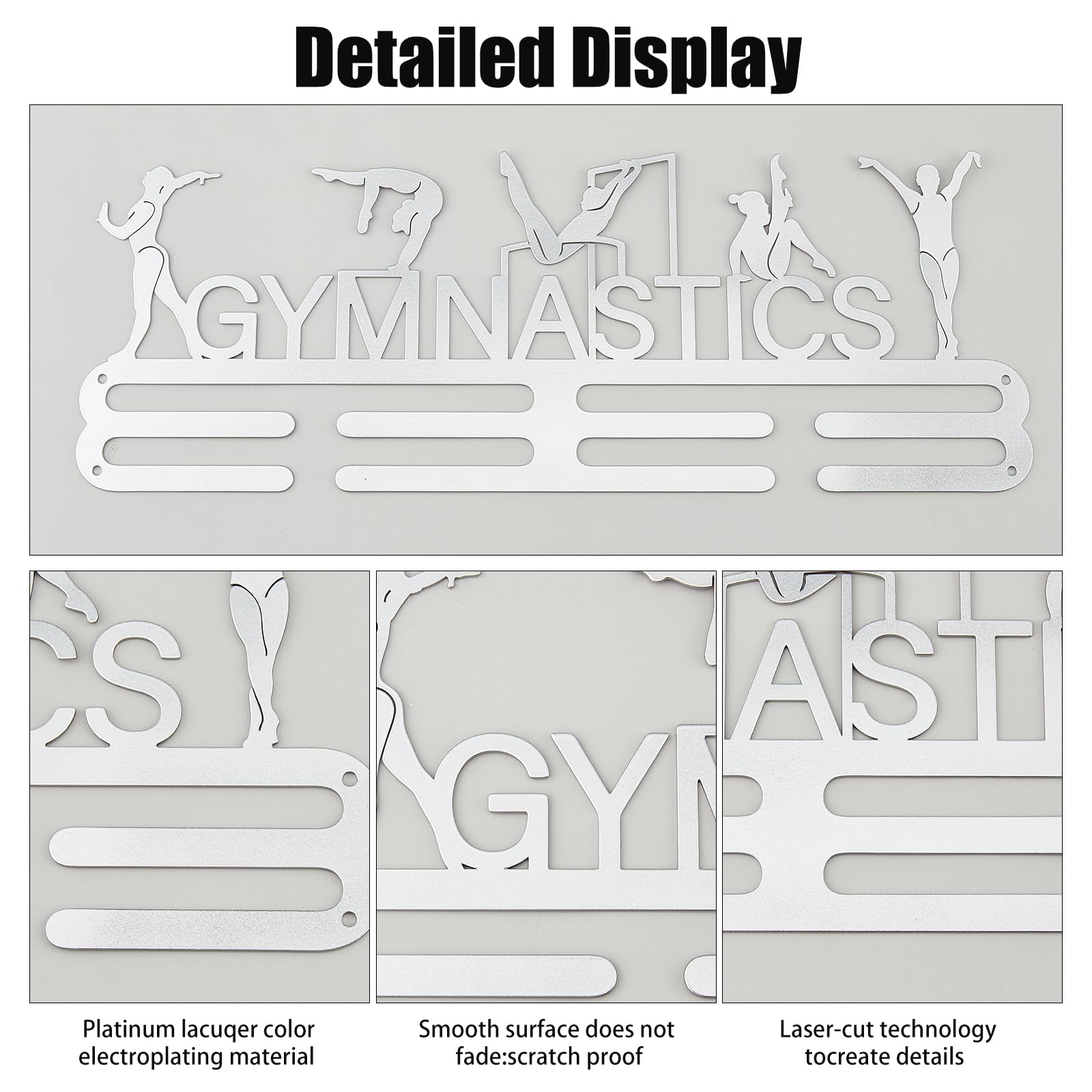 Porta Medaglie Da Parete Calcio - Espositore In Metallo Con 12 Ganci, Design Atleta - Foto 3