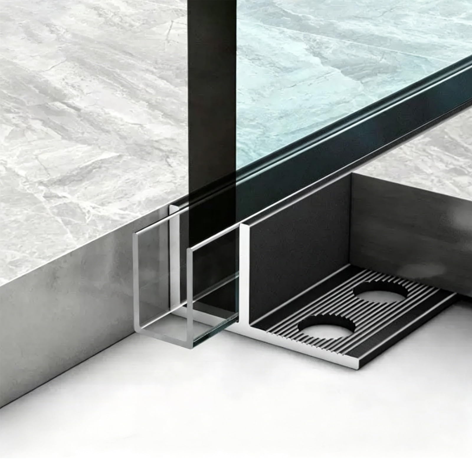 Caniveau de porte de douche en verre 12mm SRNSAEB long de 95cm