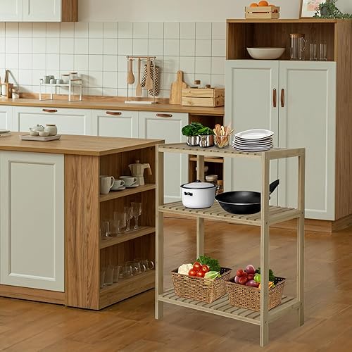 Miniatura 6 de Babion Estantería de almacenamiento de 3 niveles, estante de exhibición para espacios pequeños, estante organizador de pino, estante de