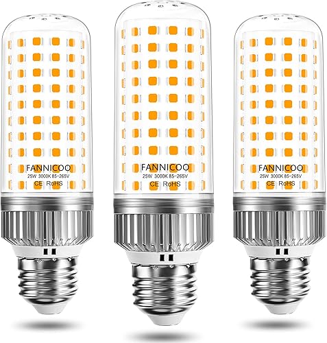 Miniatura 8 de Bombilla LED E26, bombilla LED de maíz de 25 W, equivalente a 200 W, 6500 K, luz fría de día blanca, 2500 lm, ventilador de techo no regulable, sin