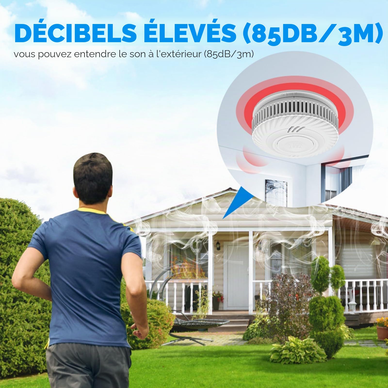 Détecteur de fumée Intelligent, Alarme Incendie, Alarme de fumée avec capteur photoélectrique avancé, Surveillance à Distance Via app avec Batterie de 10 Ans de durée de Vie, Alarme de 85 DB. 4PCS