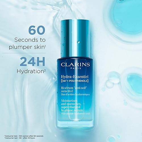 Miniatura 2 de Clarins NUEVO Hydra-Essentiel - Suero facial bifásico  Suero hidratante intenso 60 segundos para piel regordeta  Hidratación 24 horas*  Doble dosis