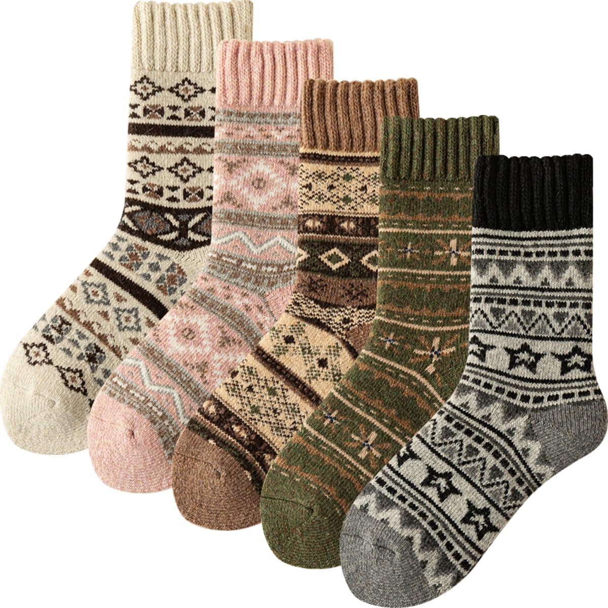 Daphene Women's Vintage Trendy Wool Socks | Fall Winter Warm Ethnic Socks