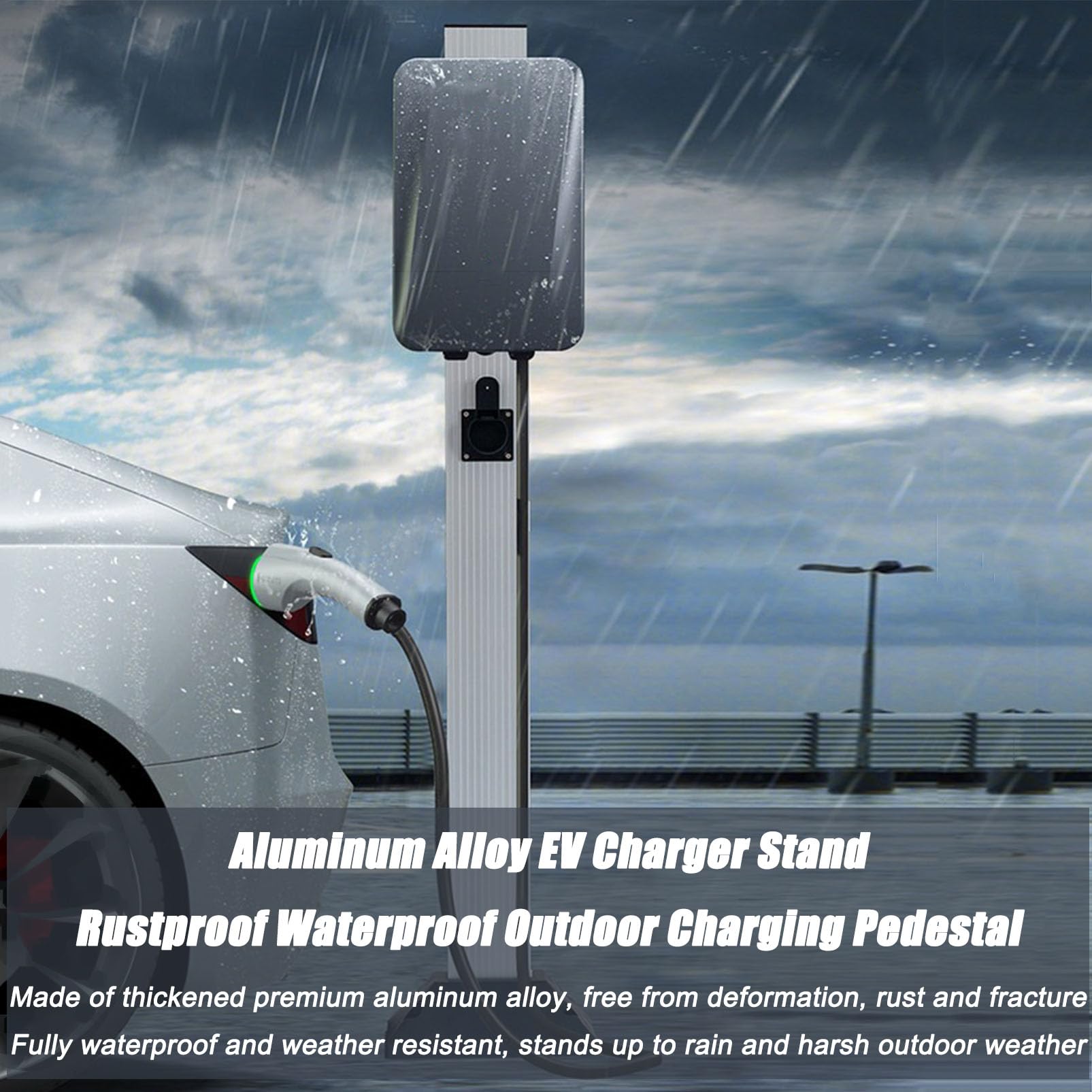 Generisch Aluminium EV-Ladeständer, robuster Montagepfosten für Ladestation | Freistehend bodenmontiert, universeller EV-Ladesockel, wackelfreie stabile Basis, für innen außen Organizer