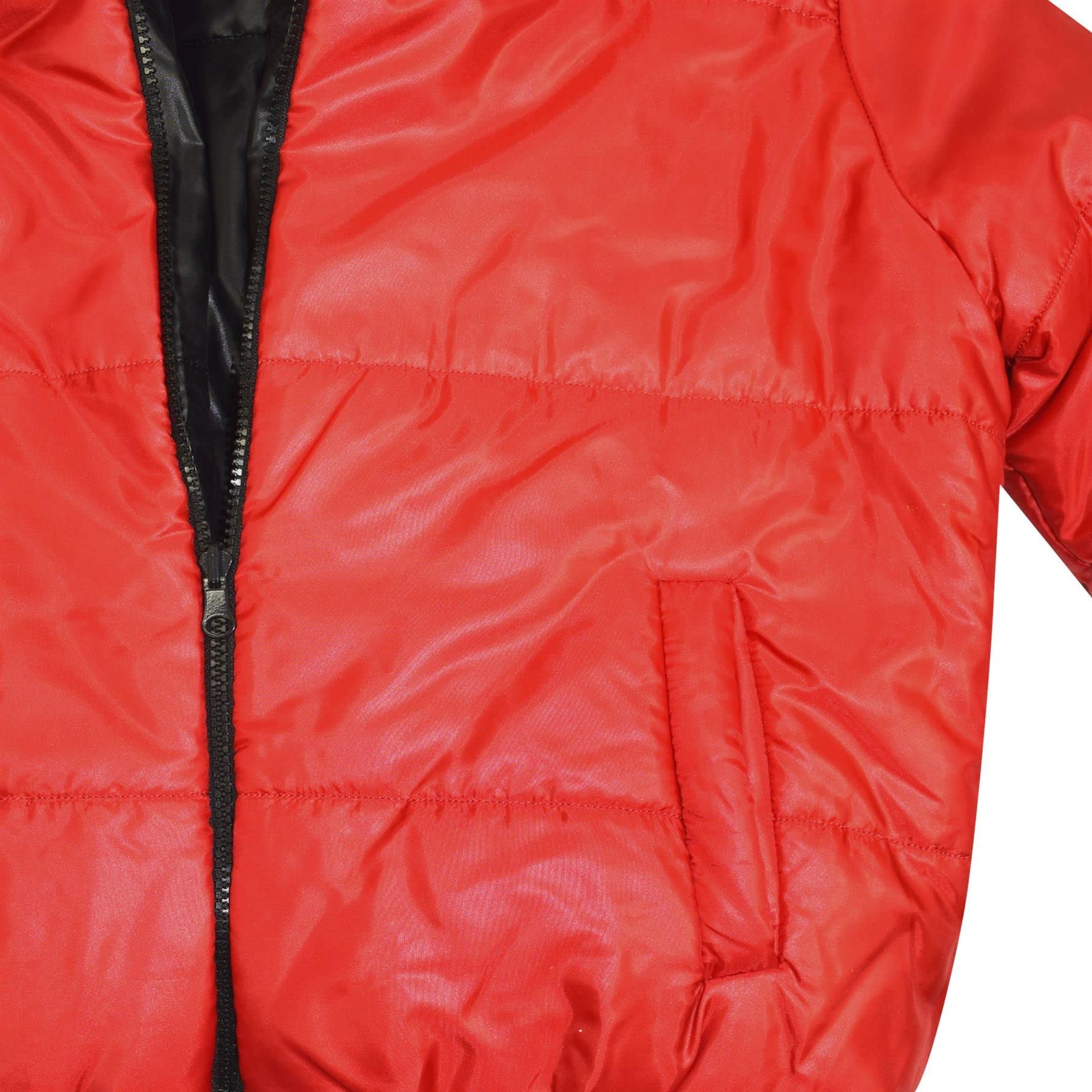 A2Z 4 Kids Dziewczyny Chłopcy Kurtka Dwustronna, Krótka, Z Kapturem, Wyściełana Podszewką Kurtki Puchowe - Reversible Jacket 492 Red 7-8.