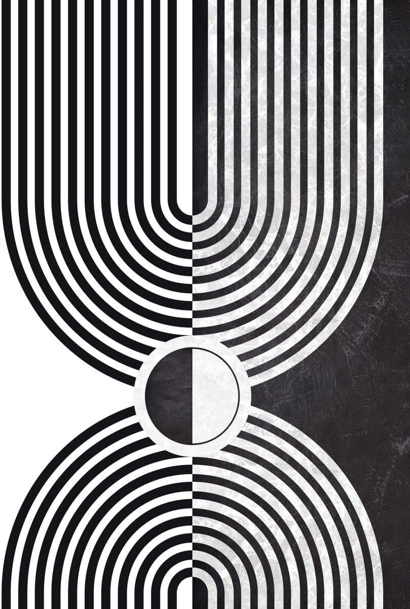 Minimalist Modern Black and White Area Rug 2x3 Mid-Century Arch Art Deco Rugs for Living Room Dining Room Bedroom Soft Thick Faux Wool Home Office Playroom Kitchen Carpet
