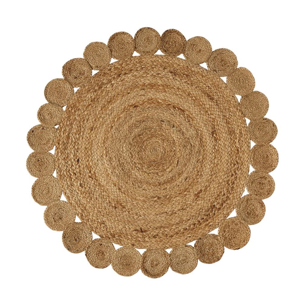 LOLAhome Alfombra Trenzada con círculos Natural de Yute de Ø 100 cm