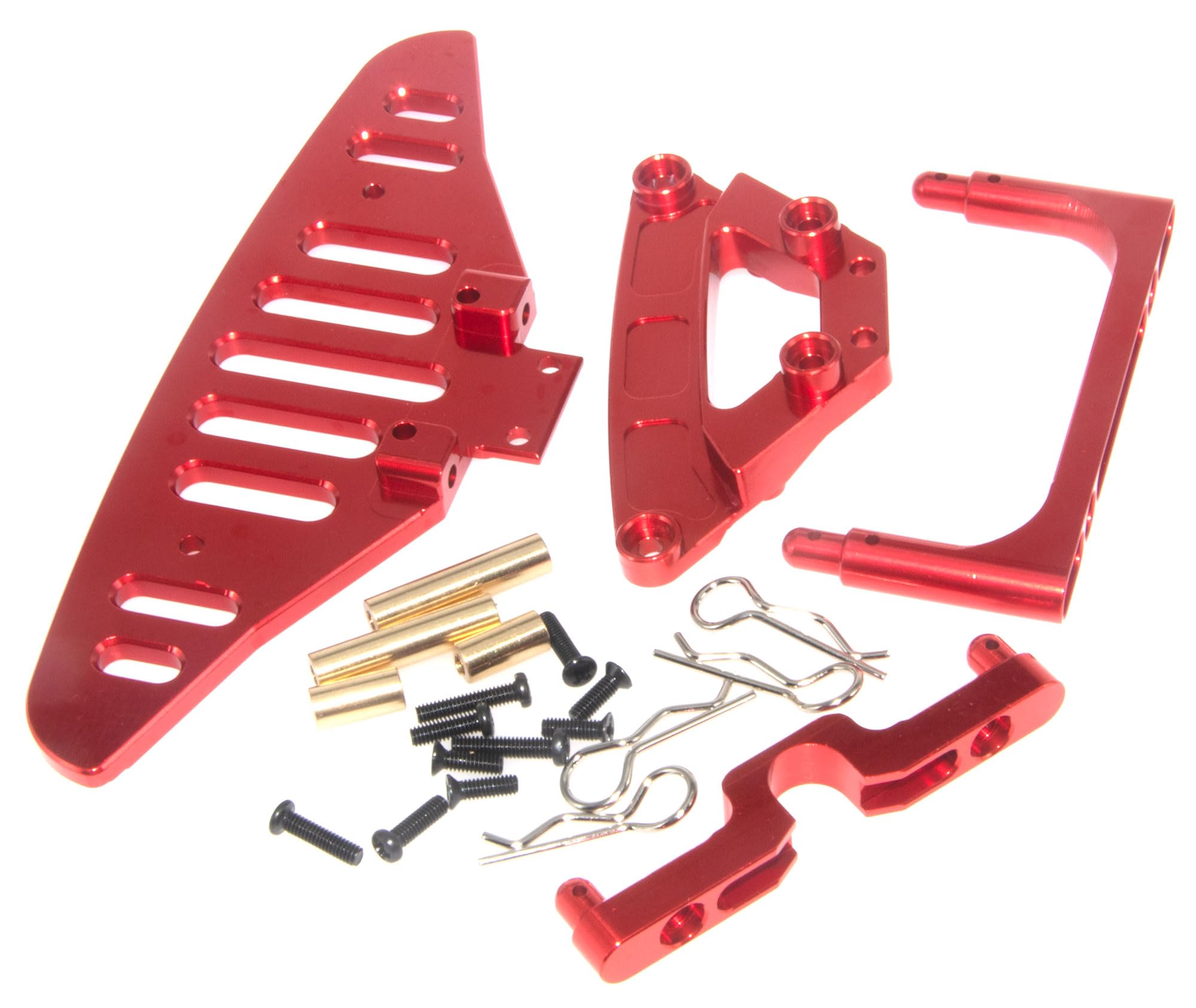 Front Bumper & Shell Pillar Fixation & Body Post Compatible with 1/14 MJX Hyper Go 14301 Upgrade 14302 14303 Rc Car Aluminum Alloy Part(Red)