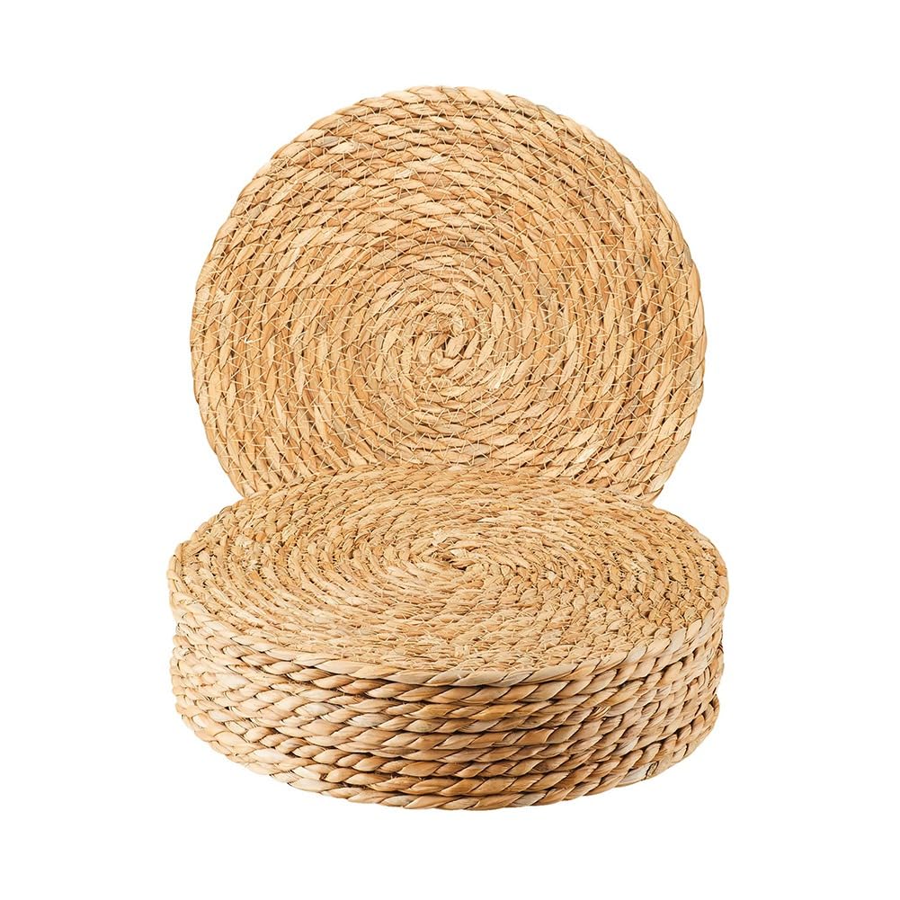 CTRLZS Round Woven Placemats Set of 10, 12 Inch Boho Rattan Placemats Hand-Woven Placemats, for Dining Table,Home,Wedding