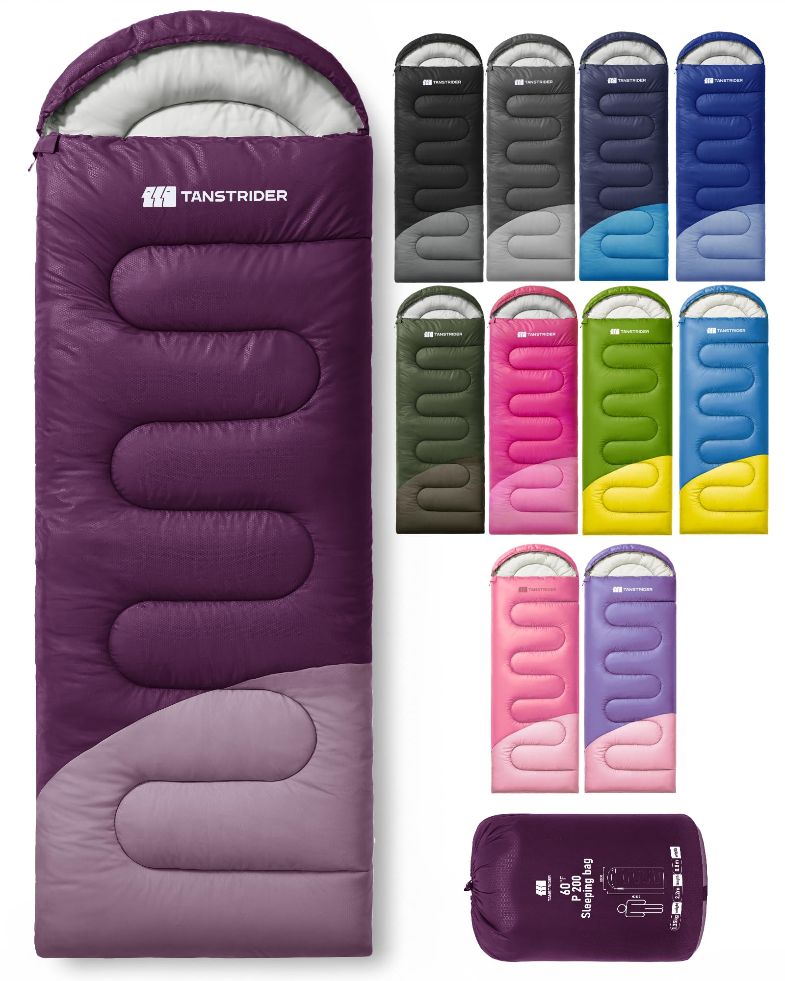 TANSTRIDER Sleeping Bags for Adults Warm Weather,3lb Backpacking Compact Lightweight Camping Sleeping Bag with Compression Sack for Kids,Camping Essentials Gear for Hiking,Travel,Climb,Outdoor, Indoor