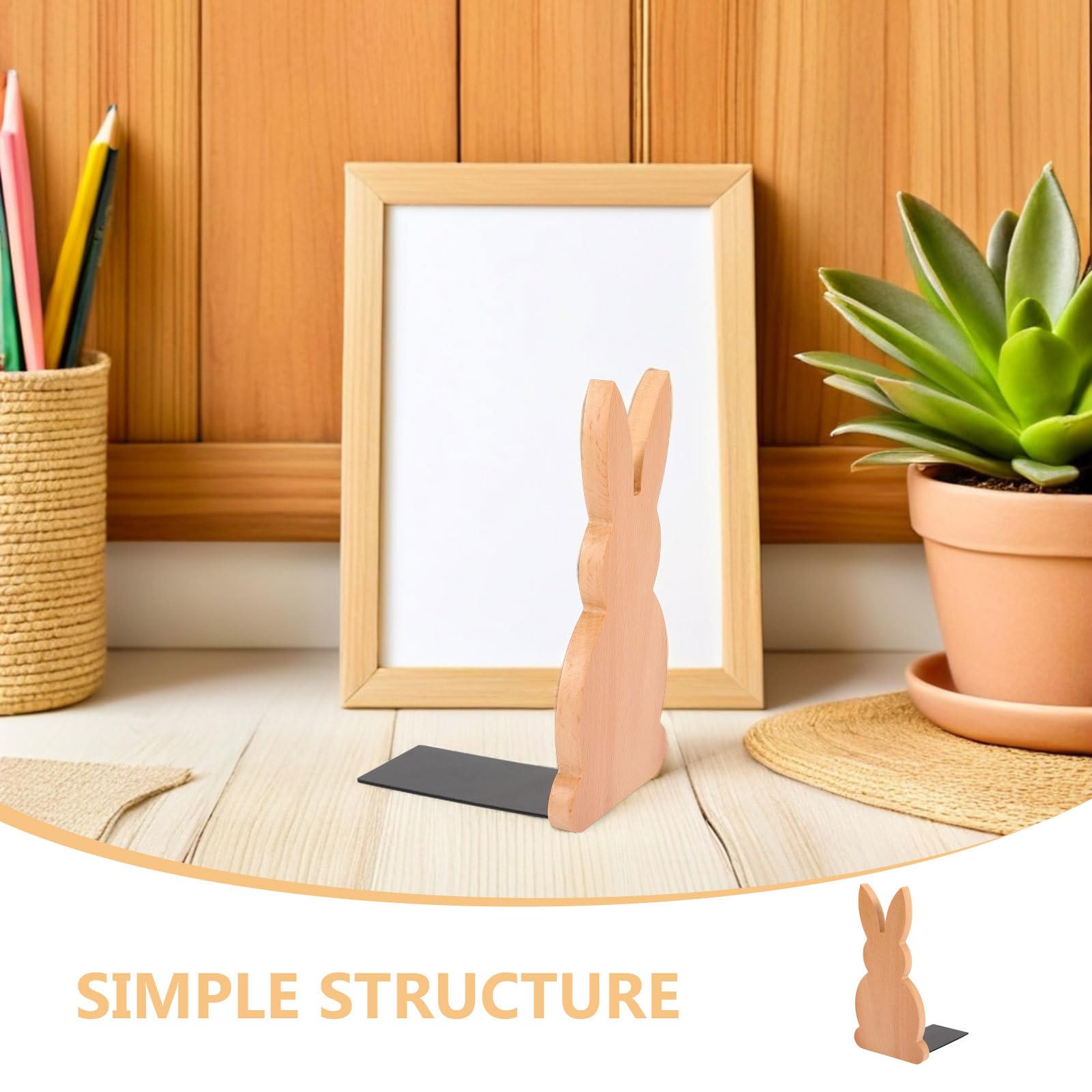 Healeved 2 sujetalibros Decorativos de Conejo de Pascua de Madera para Libros Pesados, Organizador de estantería de Escritorio para el hogar y la Oficina.
