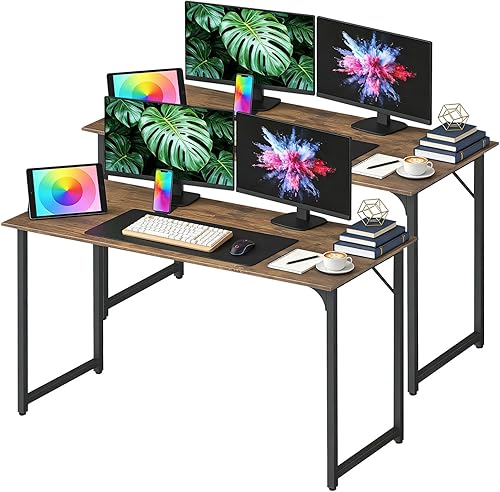 Miniatura 23 de BestOffice Escritorio para computadora, escritorio de oficina en casa, estilo moderno y simple para oficina en casa, estudio y escritura (negro, 39