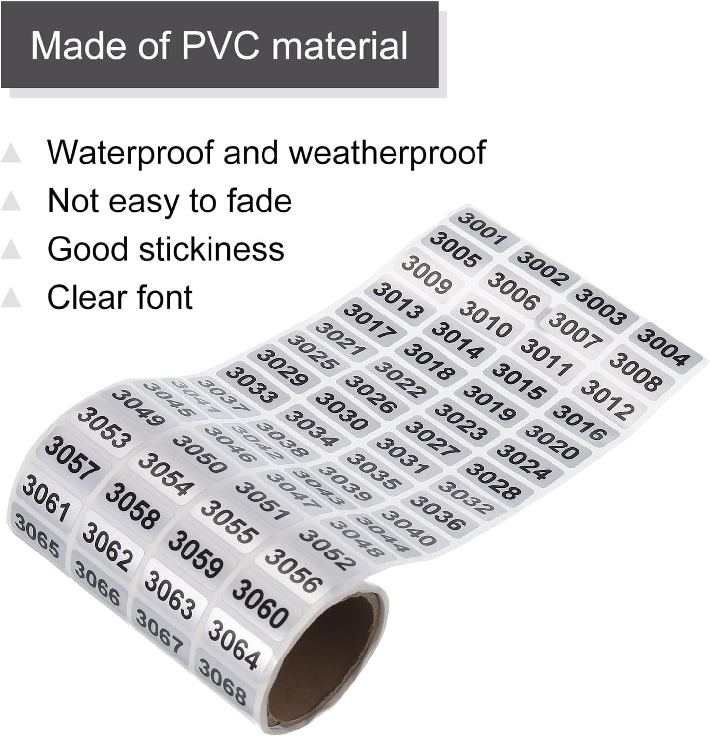 MECCANIXITY Consecutive Number Stickers, 3001 to 4000, 4001 to 5000, 5001 to 6000 Inventory Label Numbers for Office Warehouse Numbering, Total 3000pcs
