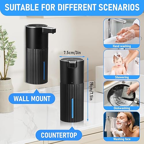 Miniatura 2 de Dispensador de jabón automático sin contacto, dispensador de jabón de manos inteligente recargable por USB, 4 niveles ajustables, 13.5 oz13.5 fl oz