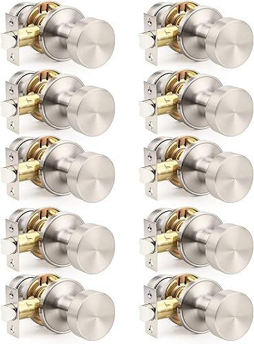 Miniatura 28 de Orger Paquete de 1 pomo de puerta interior negro mate, perilla de puerta de privacidad reversible con cerradura, pomo redondo sin llave para baño y