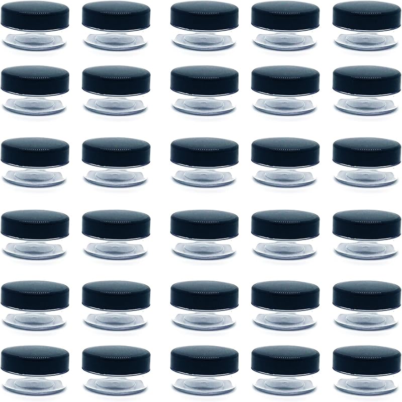MYYZMY Frascos Recarregáveis para Amostras, 10 g, com Tampa Preta, Pacote com 30
