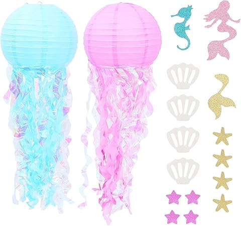 Amazon Co Jp Toymytoy クラゲ ペーパー ランタン 2個セット 海月 ジェリーフィッシュ マーメイド 提灯 パーティー グッズ 吊るす 飾りつけ ハンギング ピンク ライトブルー おもちゃ