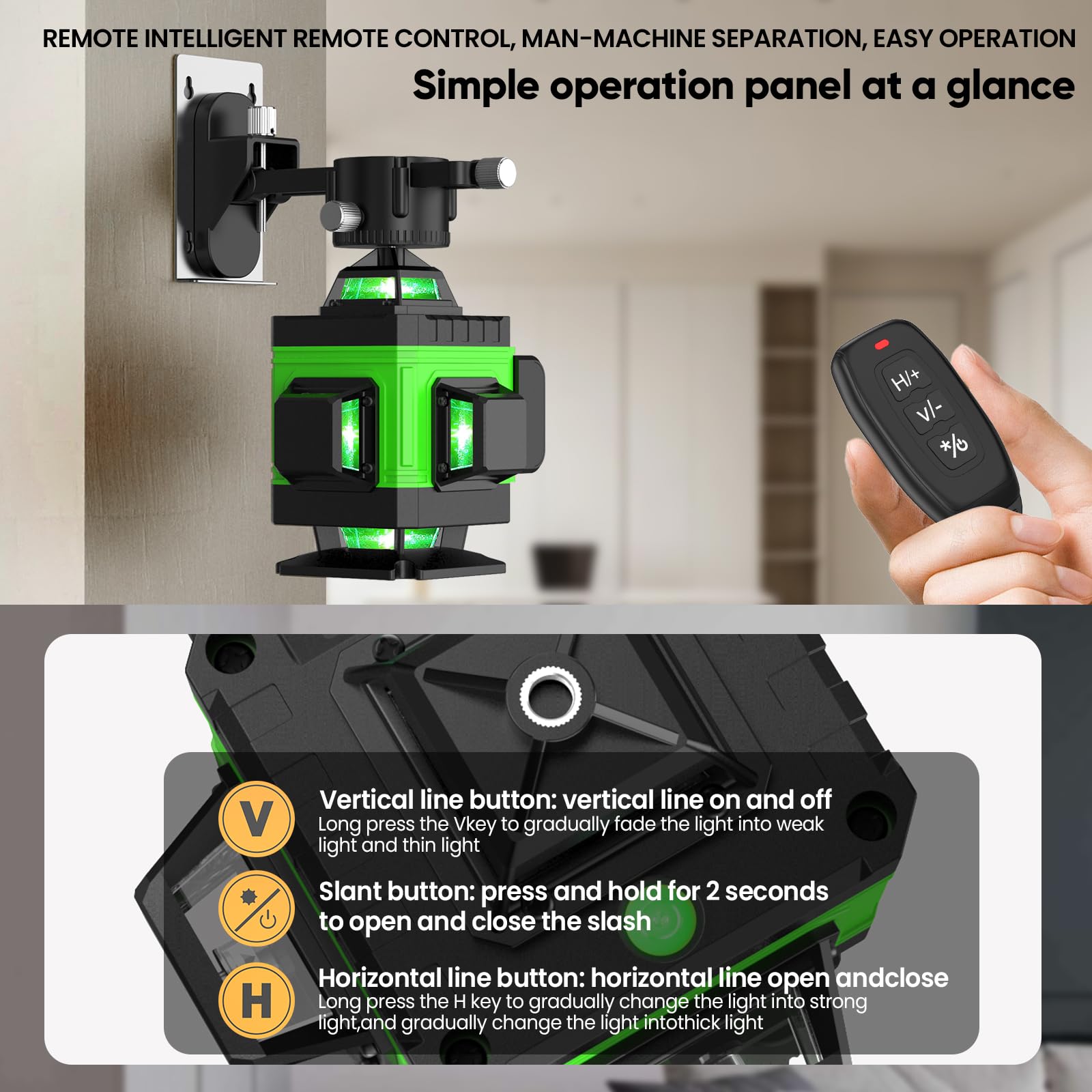 Niveau Laser, 4D 16 Lignes Niveau Laser Vertical Horizontal Autonivelant avec 2 * Batteries rechargeables 2600 mAh (A+avec trepied+box)