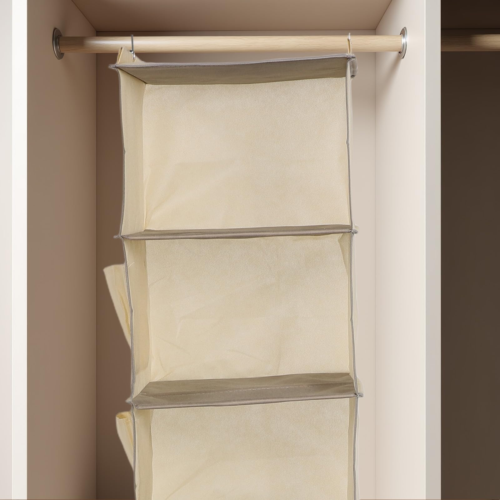Sosoport Organizador Colgante Beige 6 Niveles y Compartimentos Separados, Construcción Resistente y de Espacio para Armario de Tela No Tejida Adecuado para Dormitorios