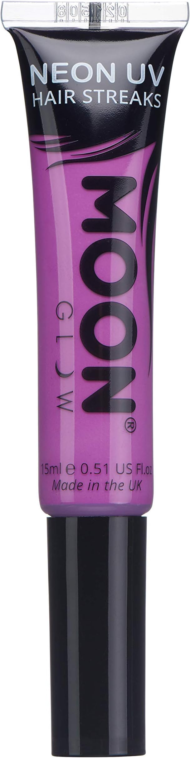 Moon Glow Neon UV Hair Colour Streaks | Purple | Hair Mascara - Temporary Wash out Hair Dye | Bright Neon Colour, Glows under UV Lighting