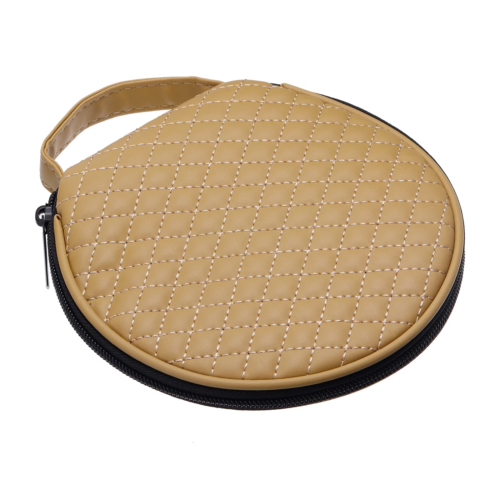 PATIKIL CD Pochette Rangement, Microfiber Cuir 20 Capacité Grille Cabas Disque Diviseurs de Stockage Organisateur Portefeuille pour Disques Collection Protection, Beige