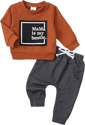 Yvowming Baby Boy Clothes Fall Clothes Truck Print Long Sleeve Pullover Tops + Pant Sets Toddler Winter Outfits