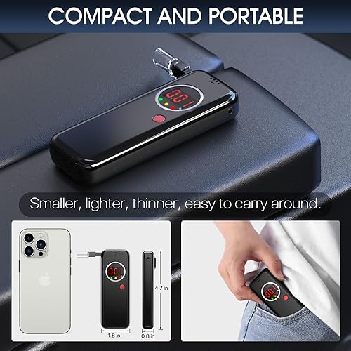 Miniatura 3 de Alcoholímetro, pantalla digital LCD, probador de alcohol para uso personal y profesional, probador de alcohol profesional de alta precisión con 10