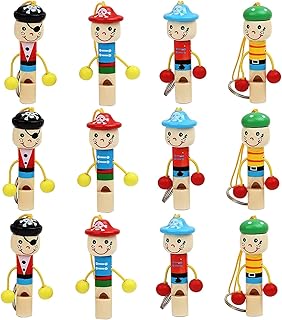 Pack of 12 Small Wooden Trumpet Animal Whistle, Cartoon Whistle for Children, Musical Instrument, Educational Wooden Whistle, Suitable for Gatherings, Games