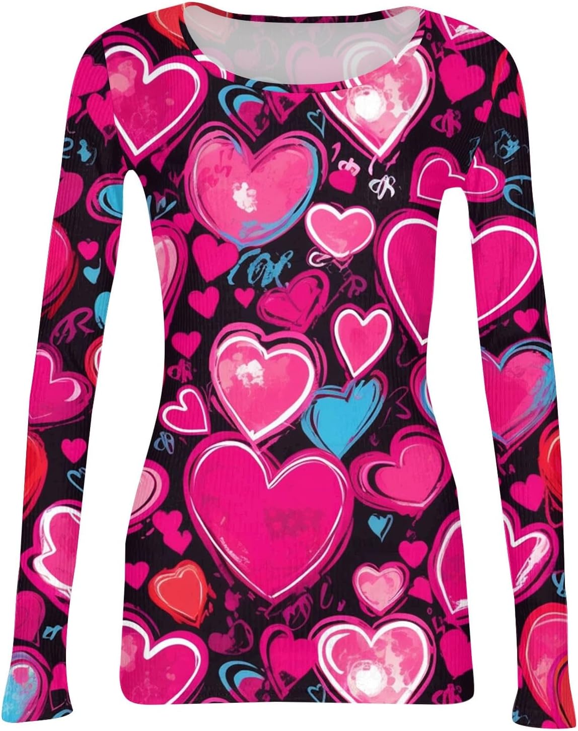 Sexy Tops for Women Long Sleeve Ribbed Knit Going Out Tops Trendy Teacher Outfits Retro Floral Stretch Basic Tees - Image 4