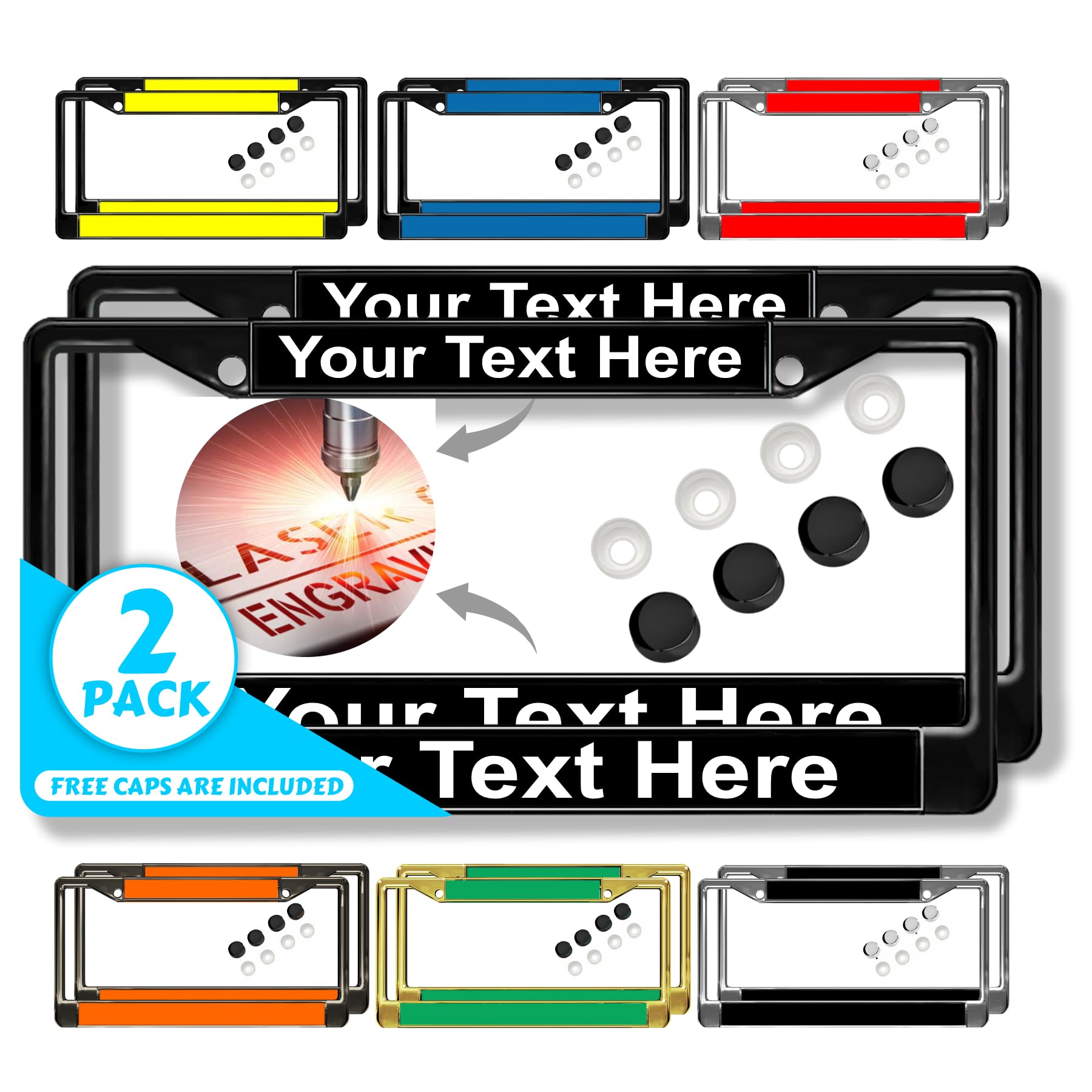 Custom Personalized Metal Laser Engraved Car License Plate Frame with Free caps - Picture 5 of 132