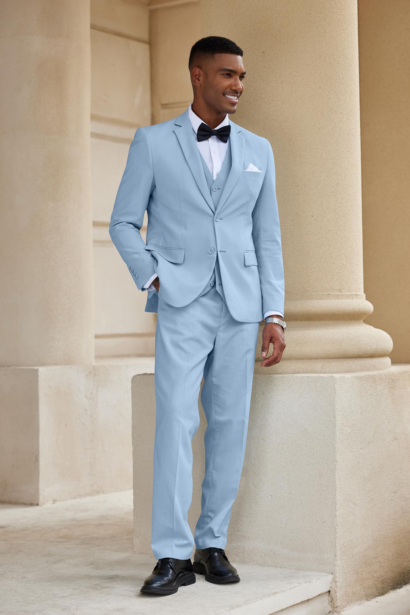 COOFANDY Completo da uomo in 3 pezzi in lino, casual, leggero, giacca, gilet, pantaloni, set per matrimonio, lavoro, ballo di fine anno