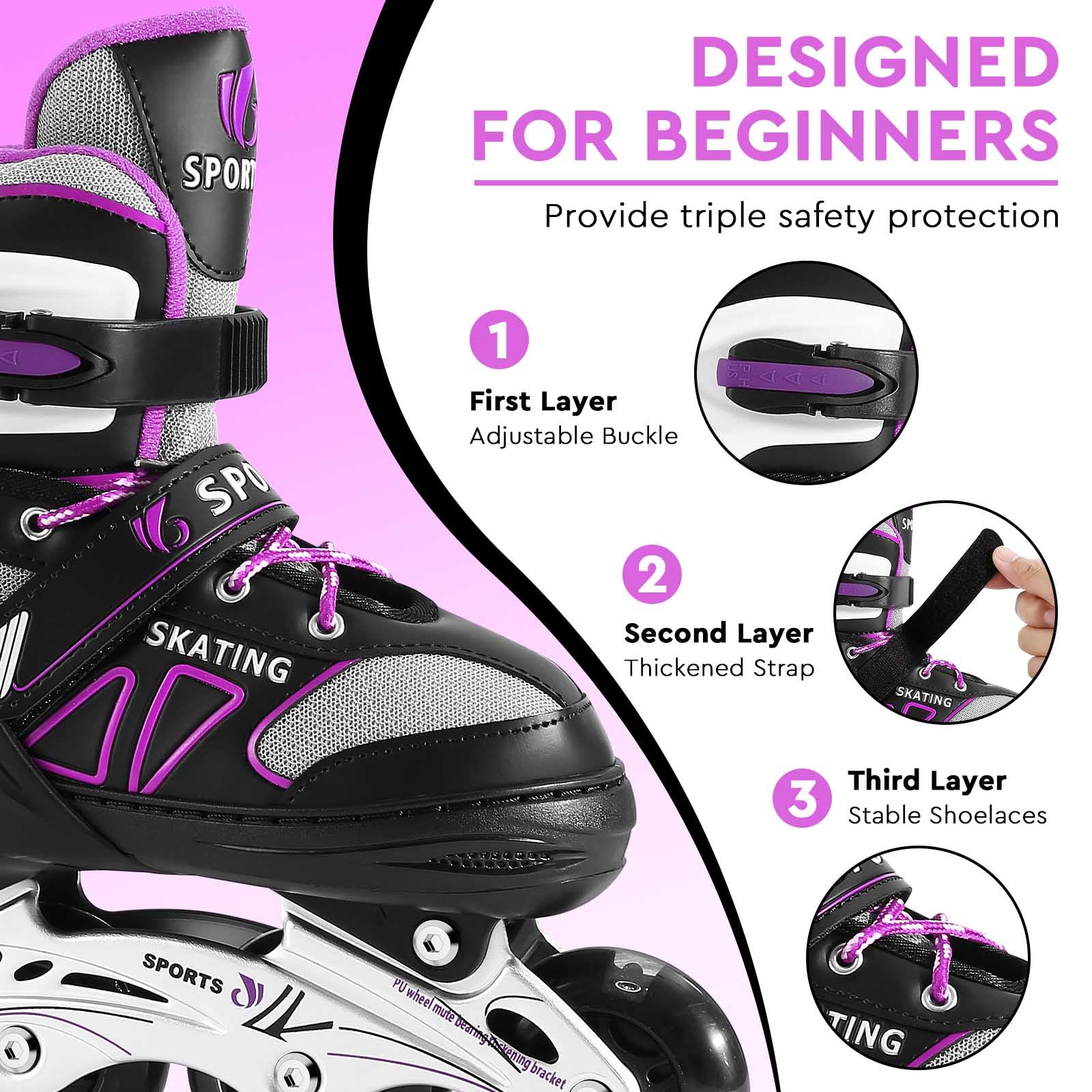 Patins à roulettes en Ligne pour Enfants/Jeunes en différentes Tailles et Couleurs - Patinages à roulettes jusqu'à 3 Tailles verstellba Patinages à roulettes - 4