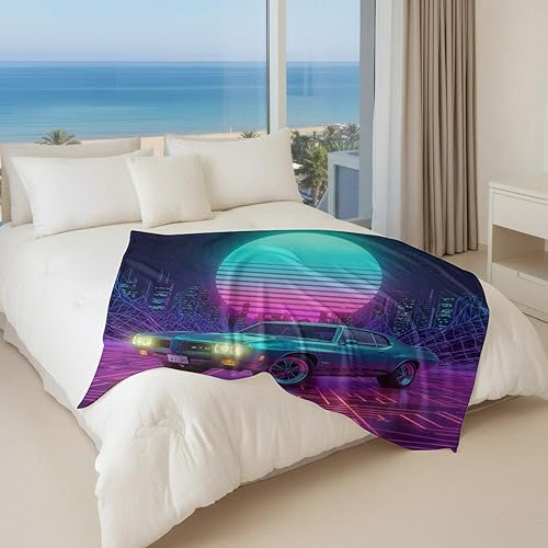 Miniatura 6 de Cyber Synthwave GTO Neon Retro Flannel Blanket, Super Soft Cozy Bed Throw, Versatile Throw Blanket for Bedroom & Sofa Decor (04,40 x 60in)