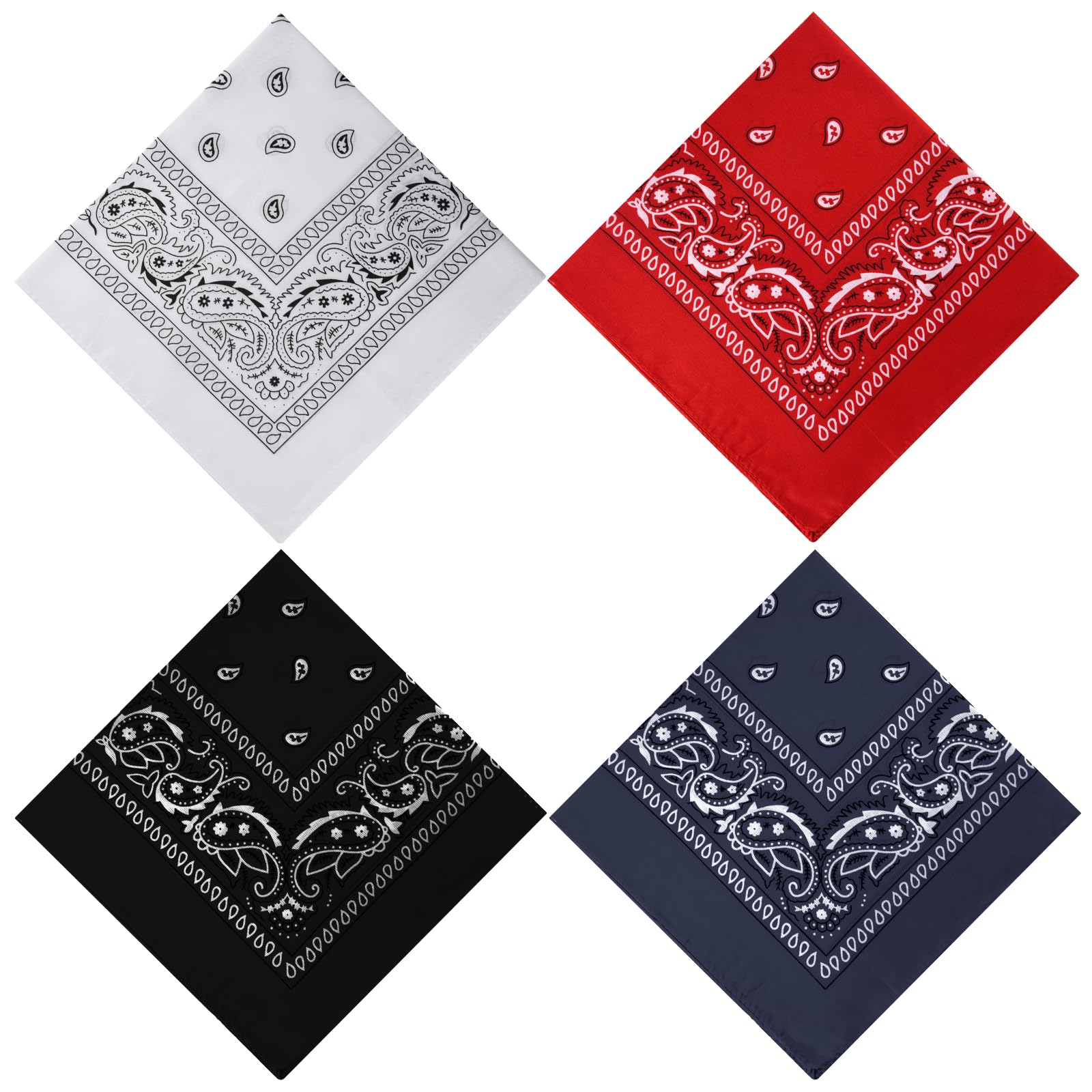 PLULON Bandanas for Men Women 4/12/24/30 Pack, Paisley Pattern Bandana Bulk Headbands Handkerchief Face Mask 100% Polyester