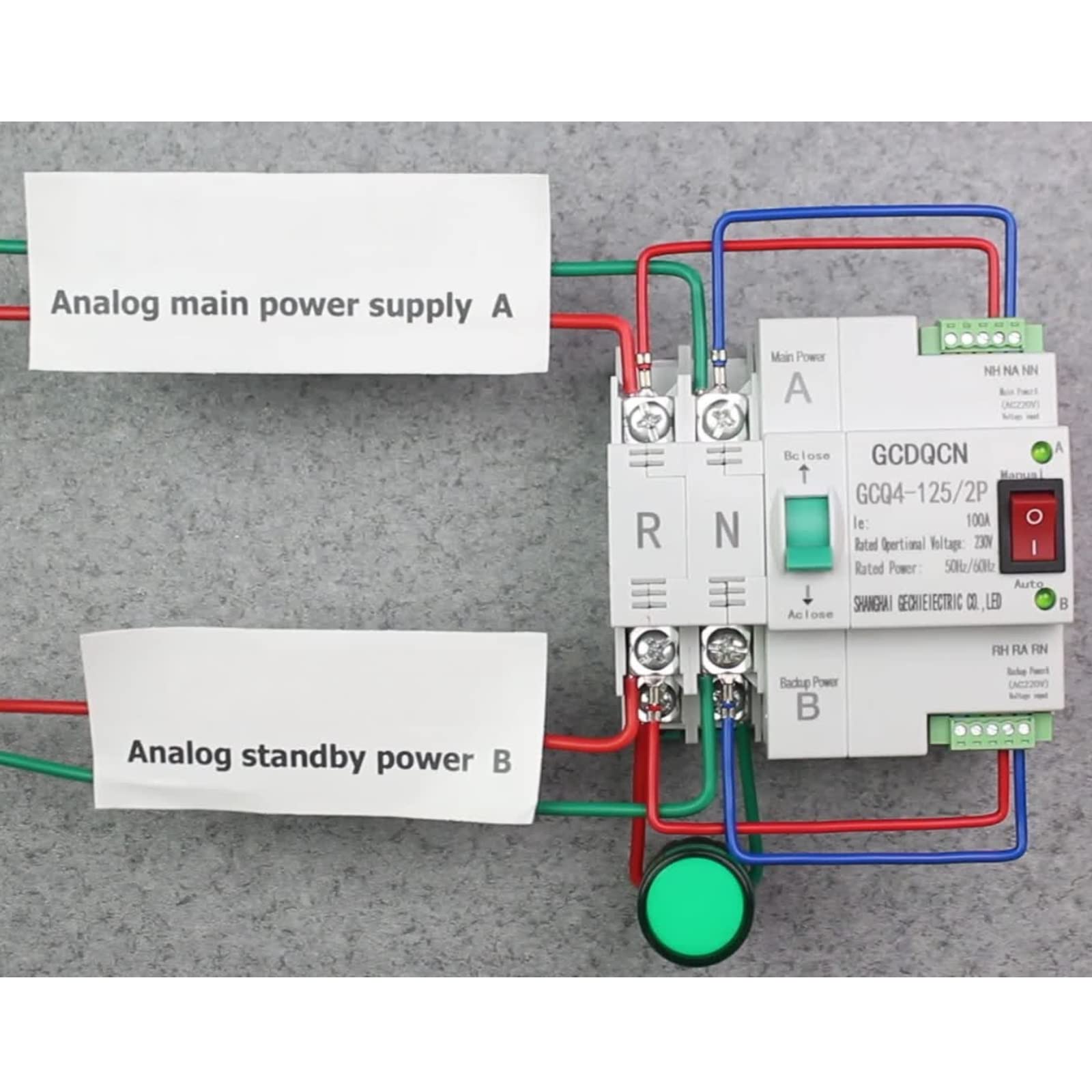 Interruttore di Trasferimento Automatico 2P 100A PC 230V Doppia Alimentazione ATS Commutatore Automatico Alimentazione di Emergenza