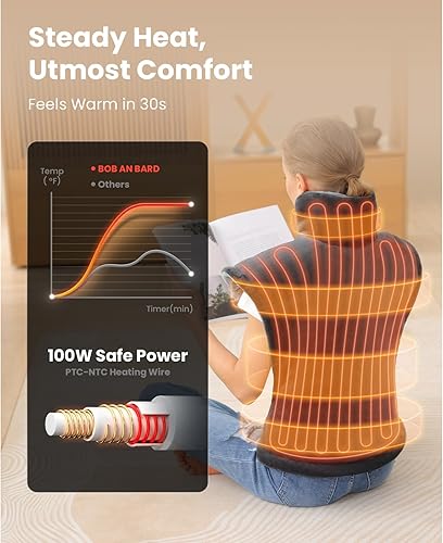 Miniatura 4 de BOB AND BRAD Almohadilla térmica para aliviar el dolor de espalda, almohadilla térmica eléctrica con peso de borde FSA para cuello, elegible para