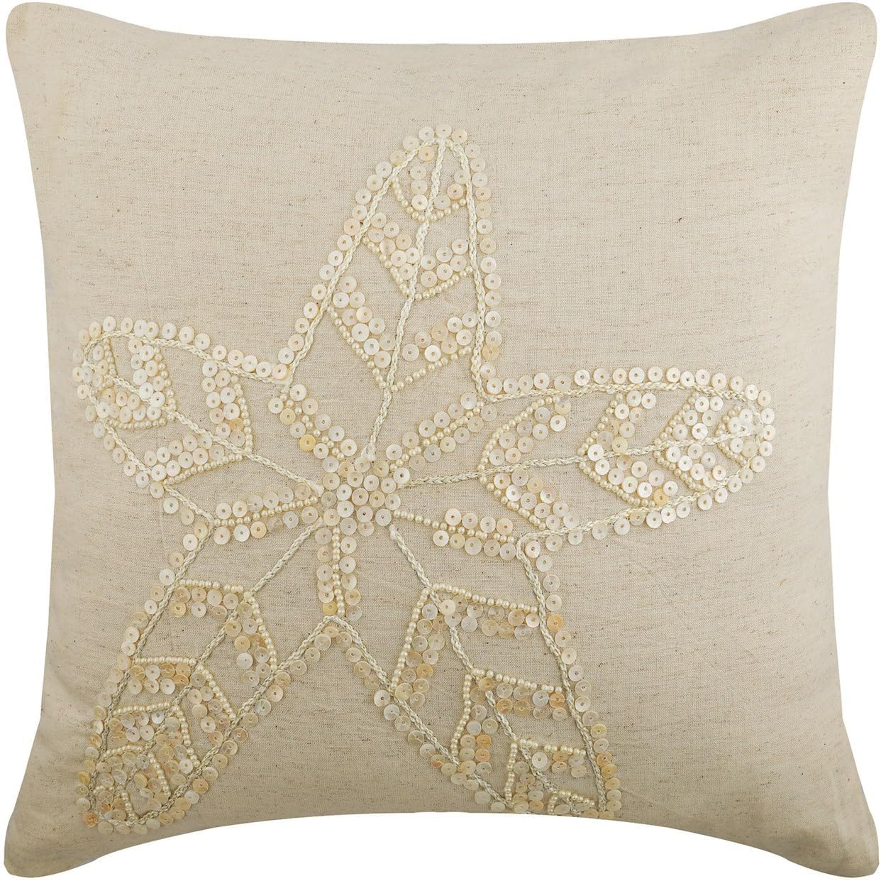 The HomeCentric Euro Sham, Natural Beige Euro Pillowcases 26x26 inch (65x65 cm) Linen Euro Pillow Covers, Sea Creatures, Starfish, Mother of Pearl, Beach Euro Shams Easter - Starfish Pearls