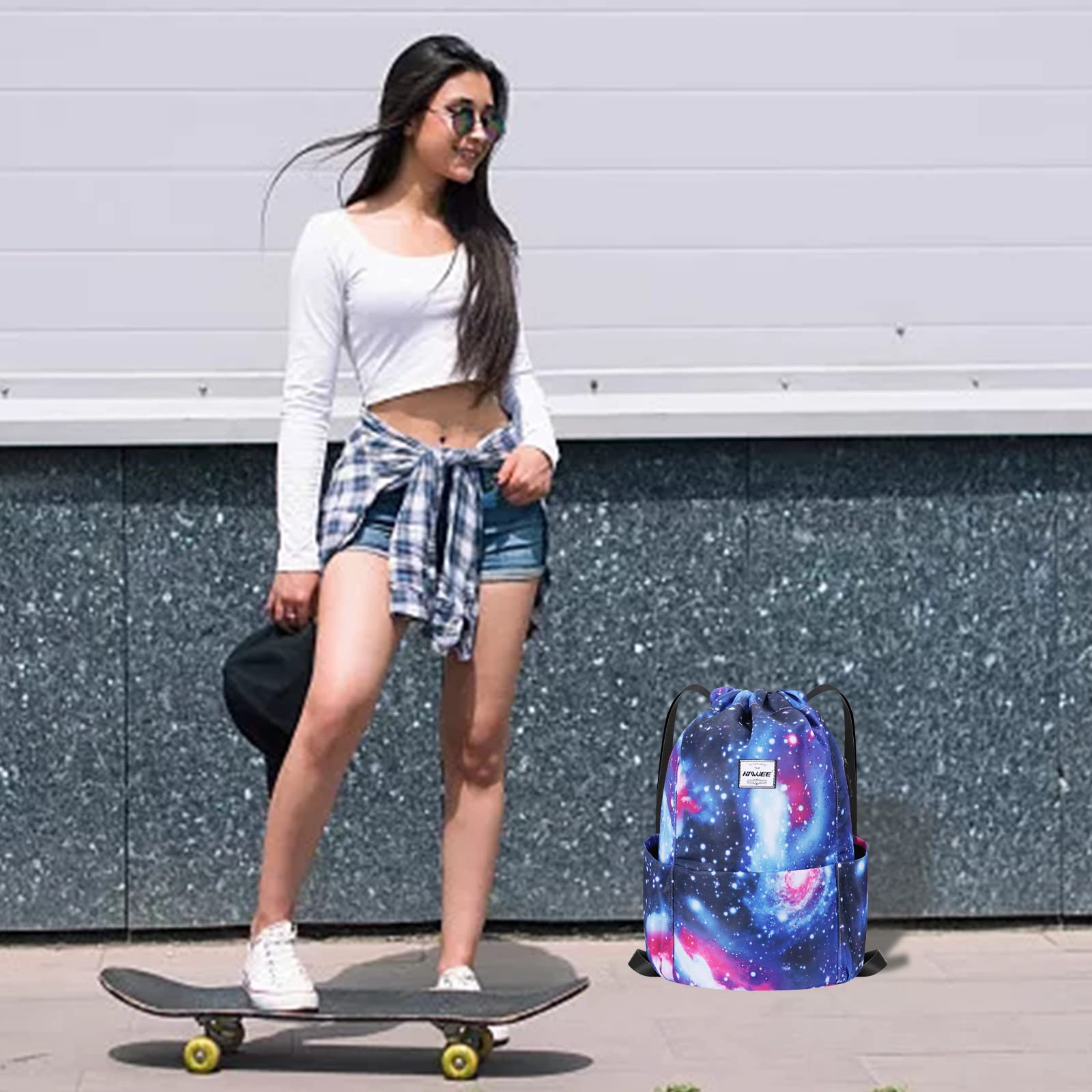 Impermeabile Sportivo Zaino con Coulisse Grande Coulisse Borsa da Palestra con Tasca Interna Unisex per Donna Uomo Vita Quotidiana Sport All'aperto Tempo Libero Yoga Scuola Spiaggia Nuoto