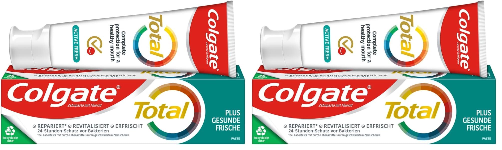 Colgate Total Plus Healthy Freshness pasta za zube, 2 x 75 ml