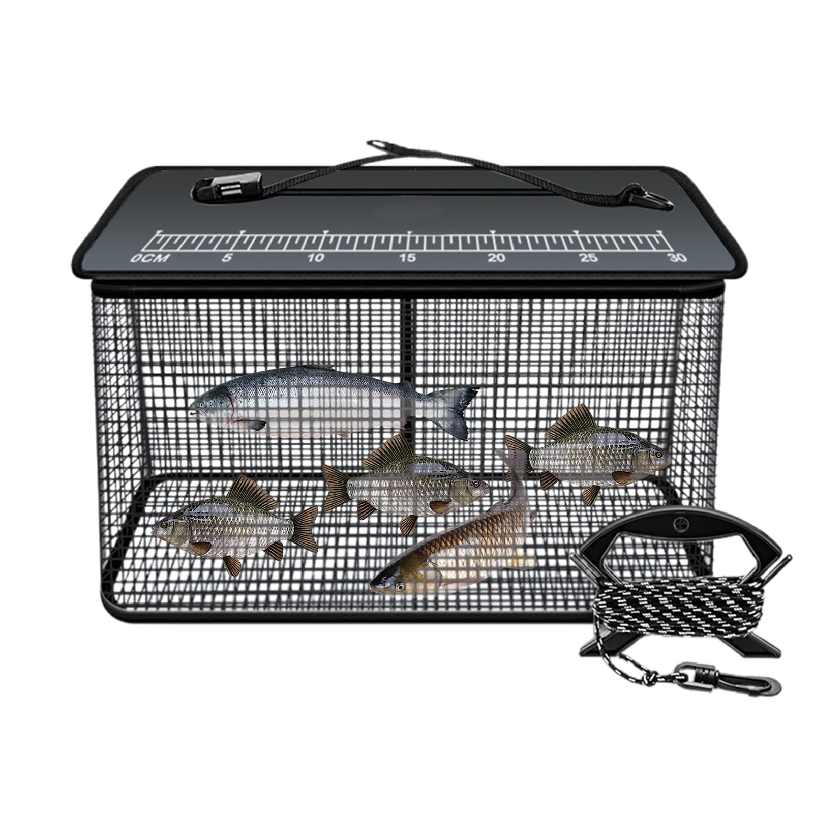 Panier à poissons pliable 47 litres cage filet flottant avec sac de rangement extérieur