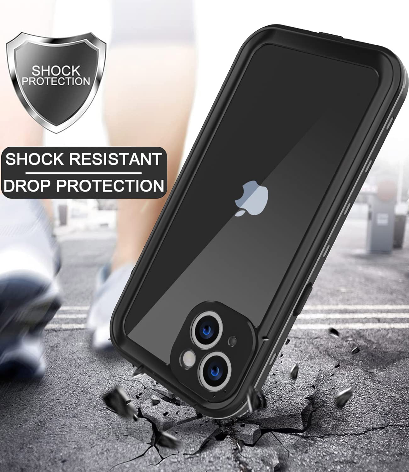 Schutzhülle für iPhone 13 Mini, wasserdicht, Ganzkörper-Handyhülle mit Displayschutzfolie und Kameraobjektivschutz, stoßfest, staubdicht, für iPhone 13 Mini, 13,7 cm (5,4 Zoll), Schwarz