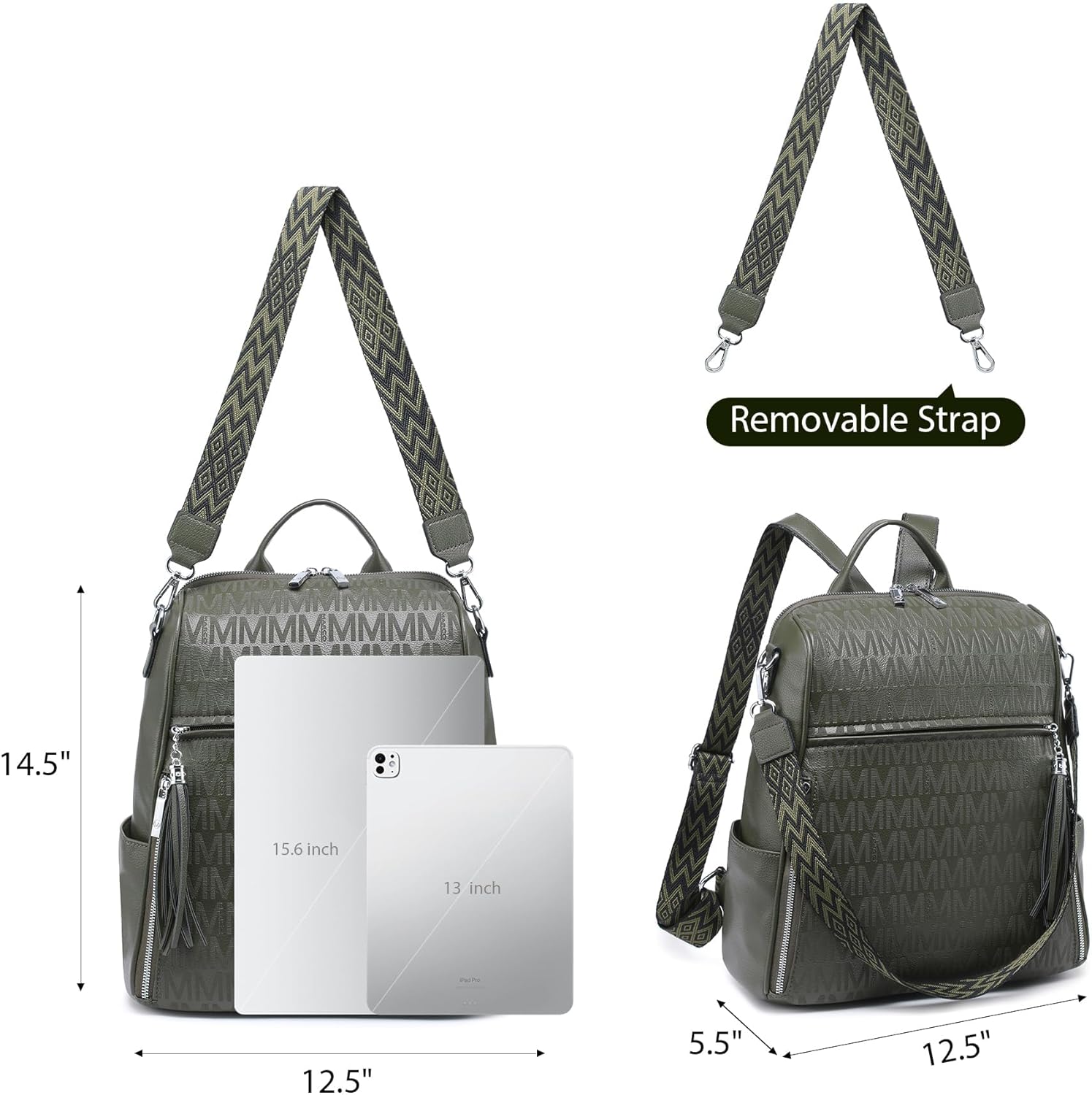 Vegan Leather Backpack Purse for Women, Anti-Theft Travel Backpack Bag with Tassel,... - Image 4