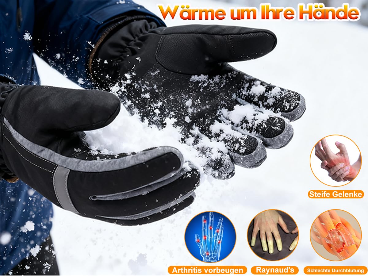 Svpro Guantes calefactables USB para hombres y mujeres, con calefacción por batería recargable, guantes cálidos eléctricos, resistentes al viento e impermeables, pantalla táctil para esquí, senderismo