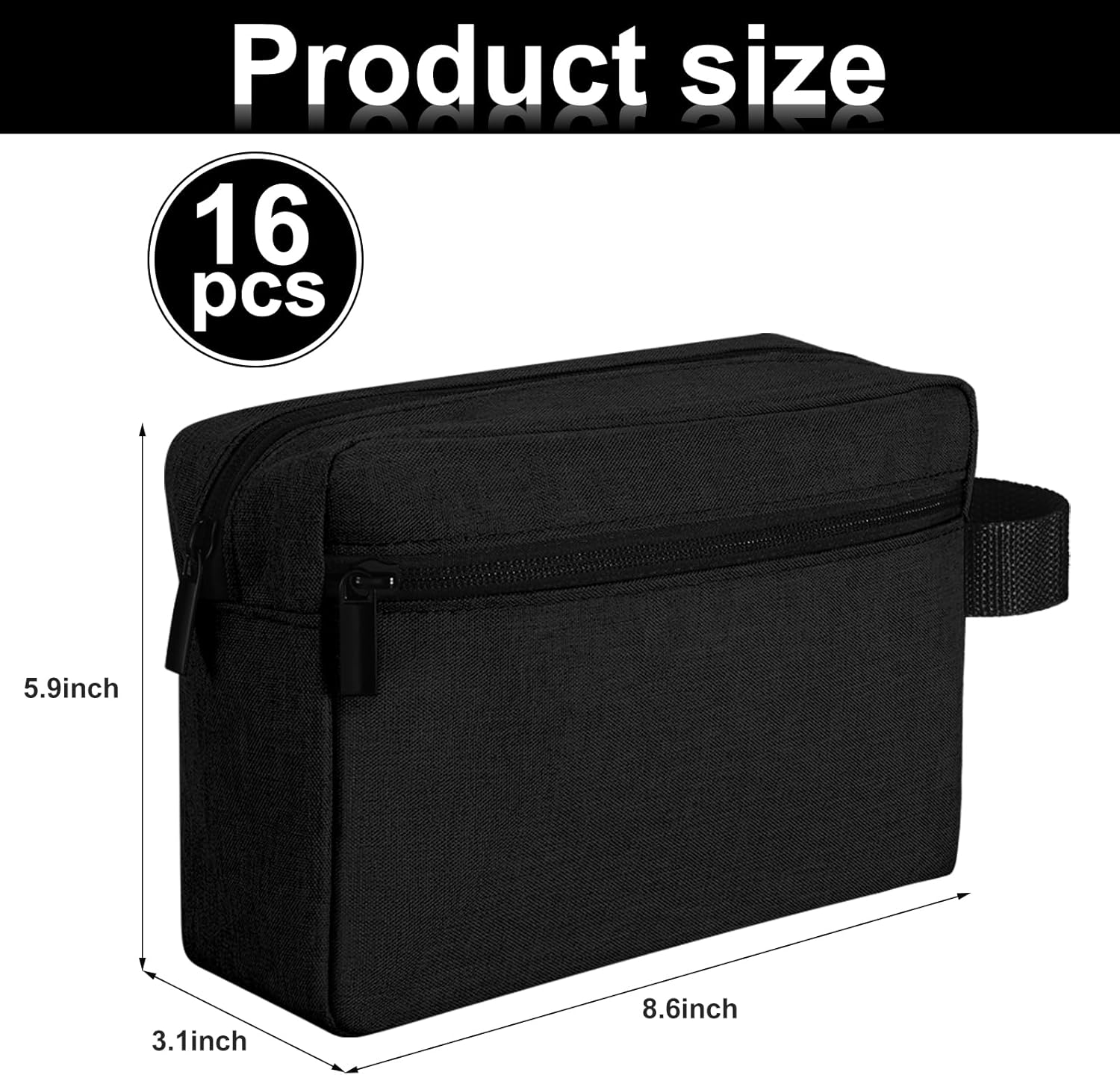 Paterr 16 Pcs Travel Toiletry Bag for Women Men Large Water Resistant Shaving Bag Hanging Cosmetic Bag with Handle and Divider Storage Travel Pouch Case (Black) - Image 3