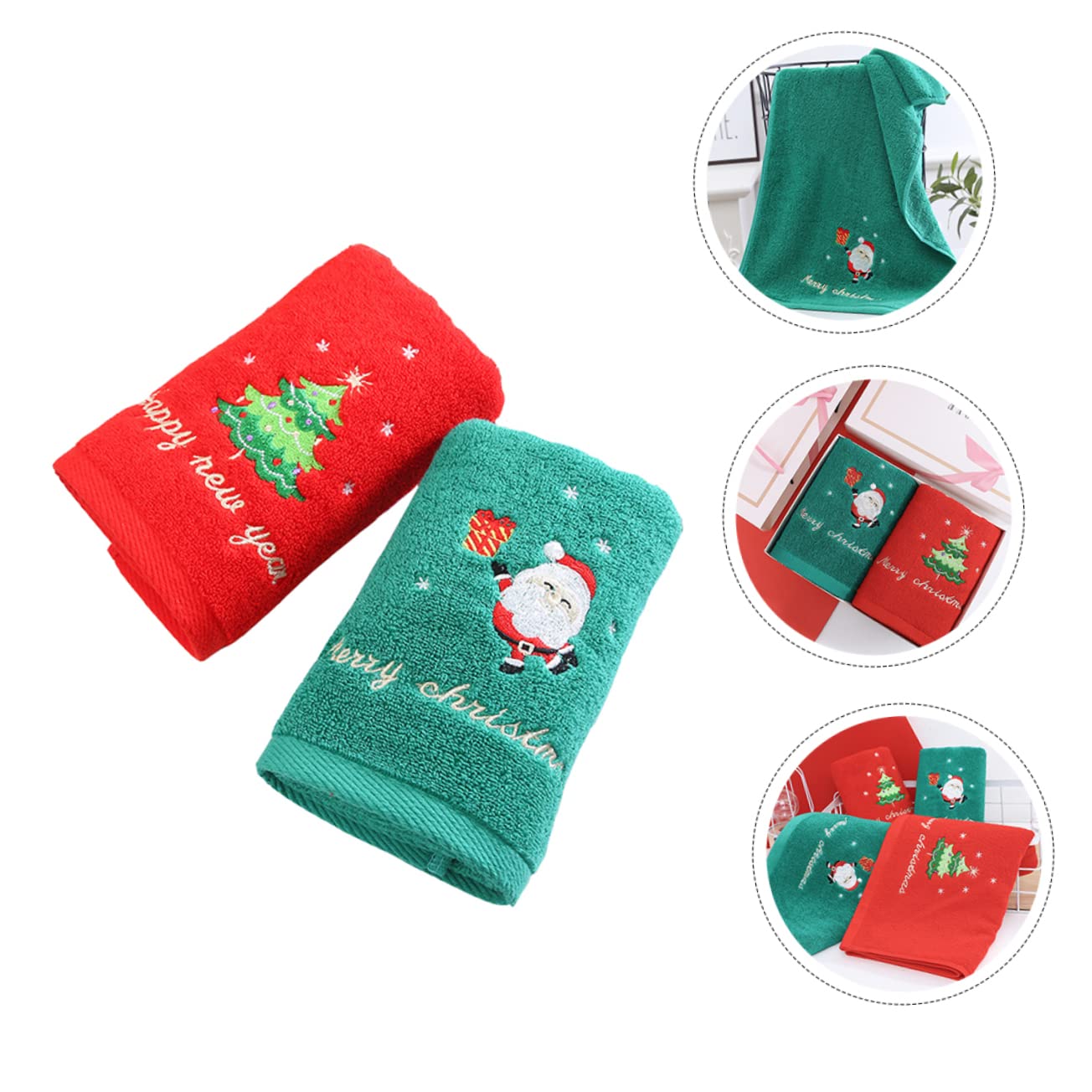 Cabilock 2 Juegos Toalla De Algodón Bordada Paños Toallas De Baño Toallero Rojo Toallas Navideñas Toallas De Mano Toallas De Algodon Toalla De Baño Navideña Algodón 2 Piezas * 2