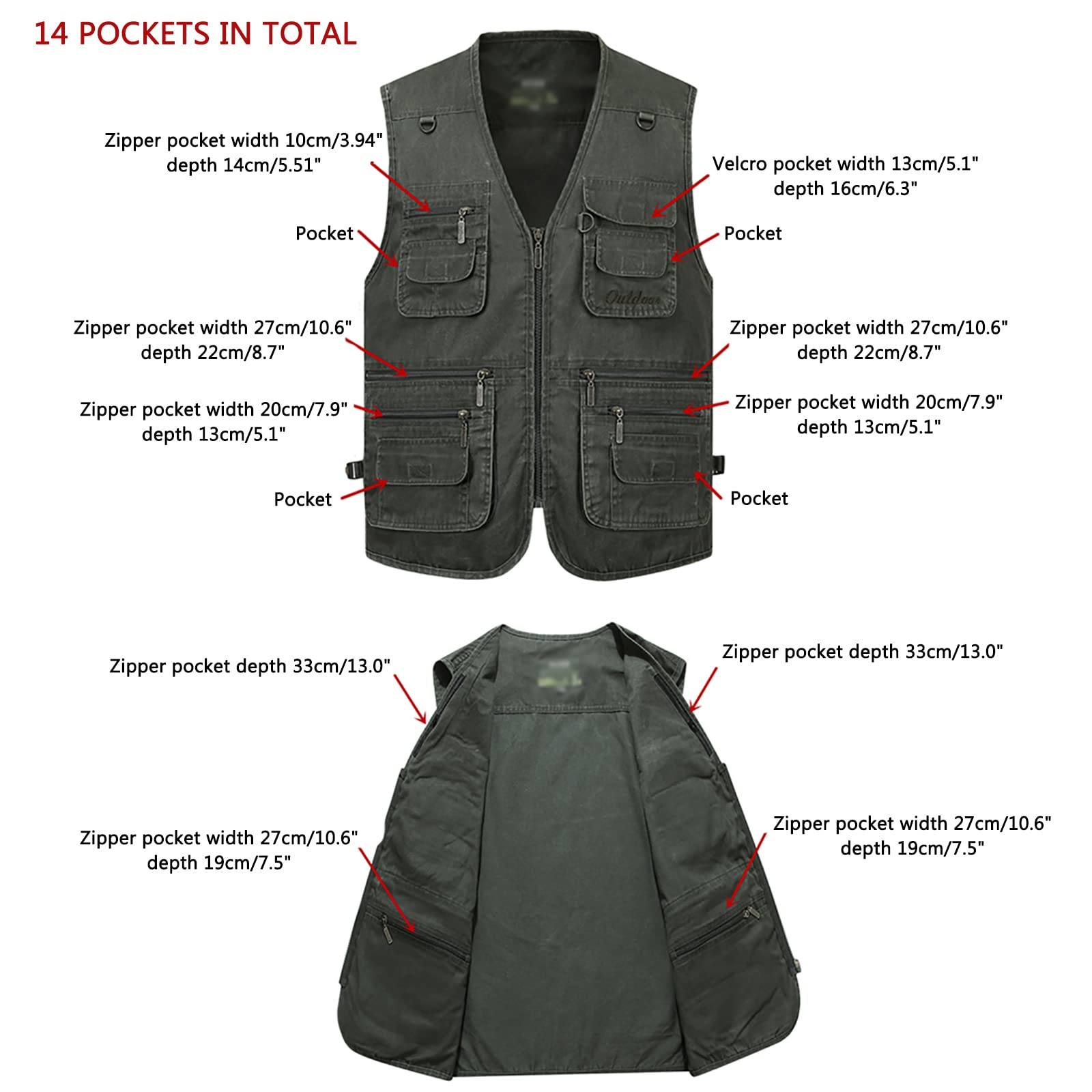 Gilet Tattico Uomo Con Tasche Esterne Gilet Uomo Cargo Multitasche - Per Pesca, Campeggio, Escursionismo, Utility, In Nylon E Poliestere Gilet Cri
