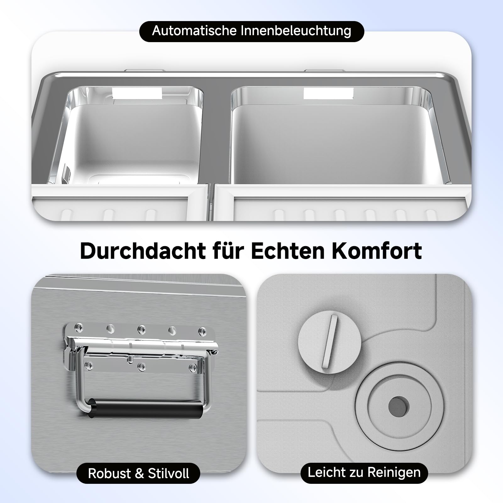AAOBOSI Kompressor Kühlbox 40L Dual Zone -20°C bis 20°C Aluminium 12V 230V Auto Kühlschrank