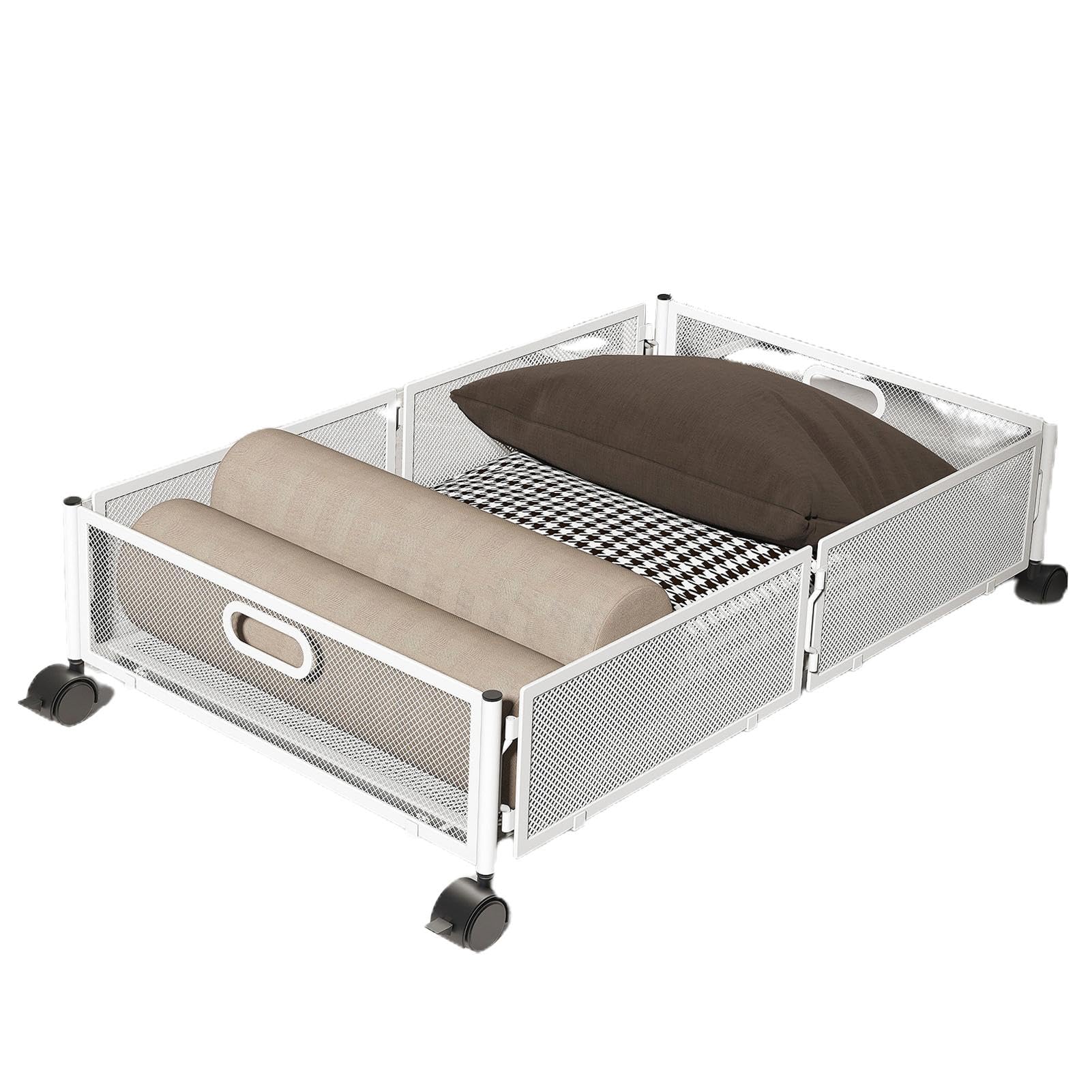 2 Contenitori Pieghevoli Sottoletto Con Ruote Gocvo - 89x43x16 Cm - Organizer Per Vestiti, Scarpe E Coperte